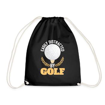 Easily Distracted By Golf - Drawstring Bag - black - Front