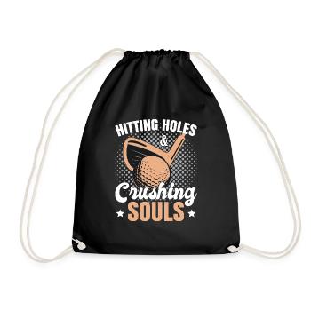 Hitting Holes & Crushing Souls Golf - Drawstring Bag - black - Front