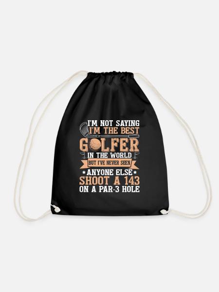 Funny Golf Player Golfing - Drawstring Bag - black
