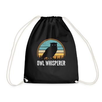 Owl Whisperer Retro Birds Of Prey Enthusiast Noctu - Turnbeutel - Schwarz - Vorne