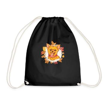 Chihuahua Hello Autumn Dog Lovers Autumn - Drawstring Bag - black - Front