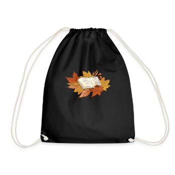 Buch Herbst Hallo Herbst Bücherwurm Bibliothekar - Turnbeutel - Schwarz - Vorne