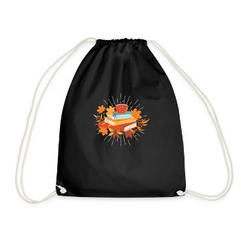 Book Autumn Hello Autumn Bookworm Librarian - Drawstring Bag - black - Front