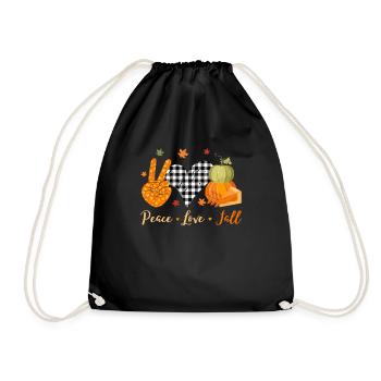Frieden Liebe Herbst Vibes Hallo Herbst Kürbis - Turnbeutel - Schwarz - Vorne