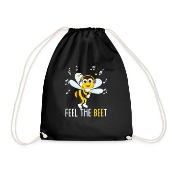 Bee With Headphone Design Hobeybee - Drawstring Bag - black - Front