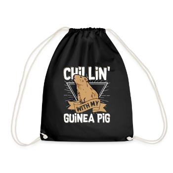 Chillin' With My Guinea Pig Cavy Lover Rodent - Drawstring Bag - black - Front