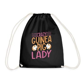 Crazy Guinea Pig Lady Cavy Lover Rodent - Drawstring Bag - black - Front