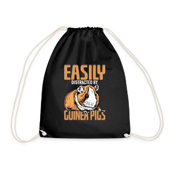Easily Distracted By Guinea Pigs Rodent Cavy Lover - Drawstring Bag - black - Front