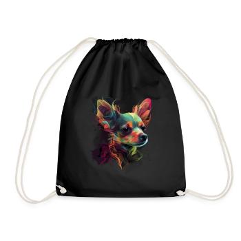 Chihuahua | Abstract Painting | Color | Cuter - Drawstring Bag - black - Front