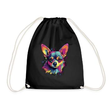Chihuahua | Abstrakte Malerei | Farbe | Niedlicher - Turnbeutel - Schwarz - Vorne
