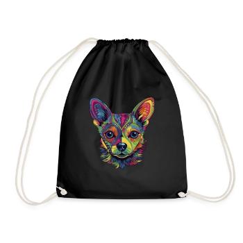 Chihuahua | Abstrakte Malerei | Farbe | Niedlicher - Turnbeutel - Schwarz - Vorne