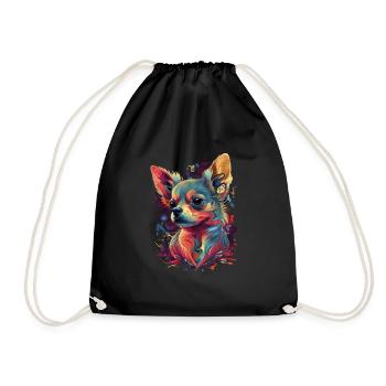 Chihuahua | Abstrakte Malerei | Farbe | Niedlicher - Turnbeutel - Schwarz - Vorne