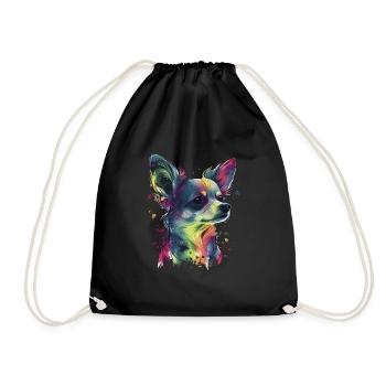 Chihuahua | Abstrakte Malerei | Farbe | Niedlicher - Turnbeutel - Schwarz - Vorne
