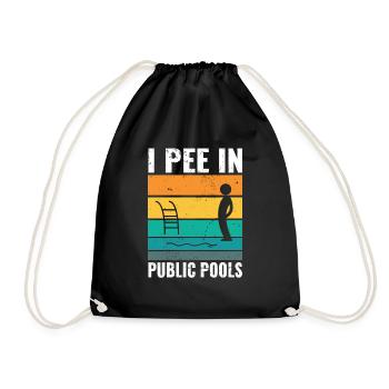 I Pee In Pools Funny Peeing In Pools Humor - Drawstring Bag - black - Front