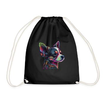 Chihuahua | Abstrakte Malerei | Farbe | Niedlicher - Turnbeutel - Schwarz - Vorne