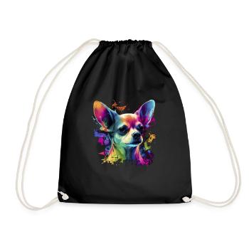 Chihuahua | Abstrakte Malerei | Farbe | Niedlicher - Turnbeutel - Schwarz - Vorne