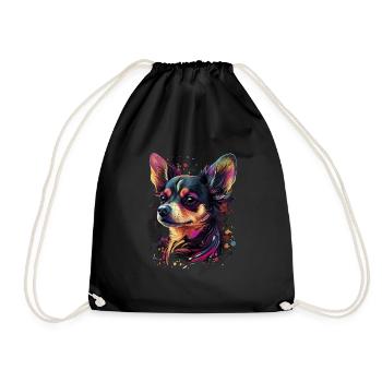 Chihuahua | Abstrakte Malerei | Farbe | Niedlicher - Turnbeutel - Schwarz - Vorne