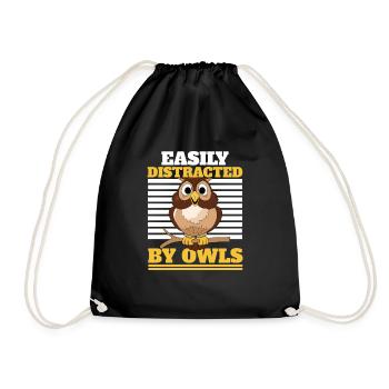 Bird Lover Nocturnal Bird Owl Fan Easily Distracte - Turnbeutel - Schwarz - Vorne