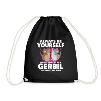 Gerbil Mouse Gift - Drawstring Bag - black - Front