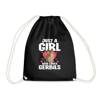 Gerbil Mouse Gift - Drawstring Bag - black - Front
