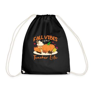 Fall Vibes und dass Lehrer Leben Apfel Bleistift - Turnbeutel - Schwarz - Vorne