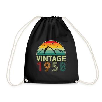 Vintage 1958 65th Birthday 65 Years of StrengthUni - Drawstring Bag - black - Front