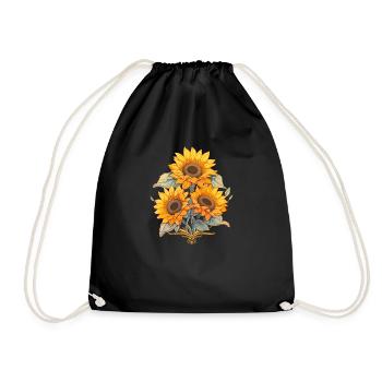Cool Bouquet Sunflower Arts Funny Summer Floral - Drawstring Bag - black - Front