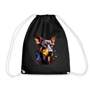 Dobermann Hund Geschenk Spruch - Turnbeutel - Schwarz - Vorne