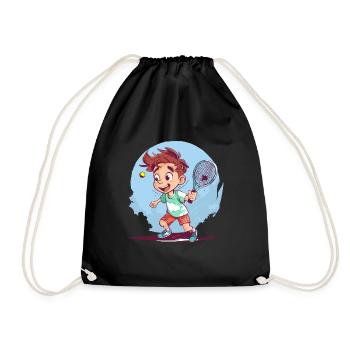 Tennis Playing Boy - Children's Tennis - Drawstring Bag - black - Front