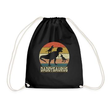 Daddysaurus Zwei Kinder Weihnachtsgeschenk für Papa, Papa - Turnbeutel - Schwarz - Vorne