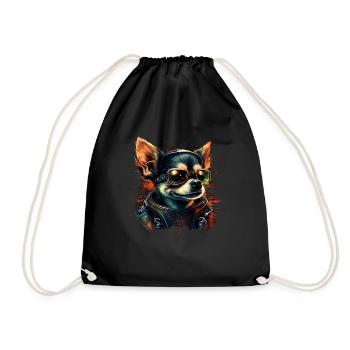 Chihuahua | Biker | Motorrad | Hund | Papa | Opa - Turnbeutel - Schwarz - Vorne