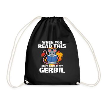 Gerbil Mouse Gift - Drawstring Bag - black - Front