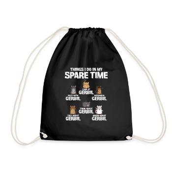 Gerbil Mouse Gift - Drawstring Bag - black - Front