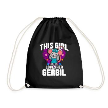 Gerbil Mouse Gift - Drawstring Bag - black - Front