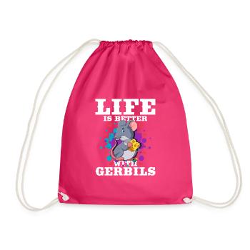 Gerbil Mouse Gift - Drawstring Bag - fuchsia - Front