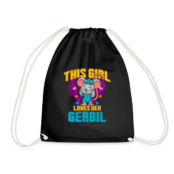 Gerbil Mouse Gift - Drawstring Bag - black - Front
