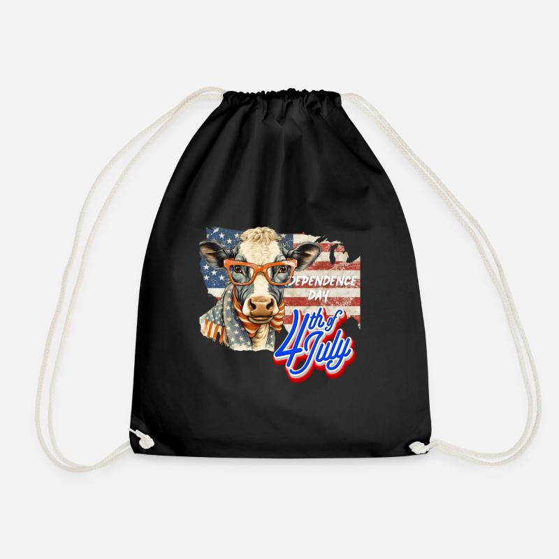 July 4 - U.S. Independence Day - Drawstring Bag - black