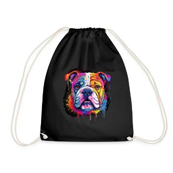 Englische Bulldogge Hund Geschenk Spruch - Turnbeutel - Schwarz - Vorne