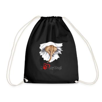 I love my dog - dachshund - Drawstring Bag - black - Front