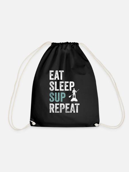 Eat Sleep SUP Repeat SUP - Drawstring Bag - black