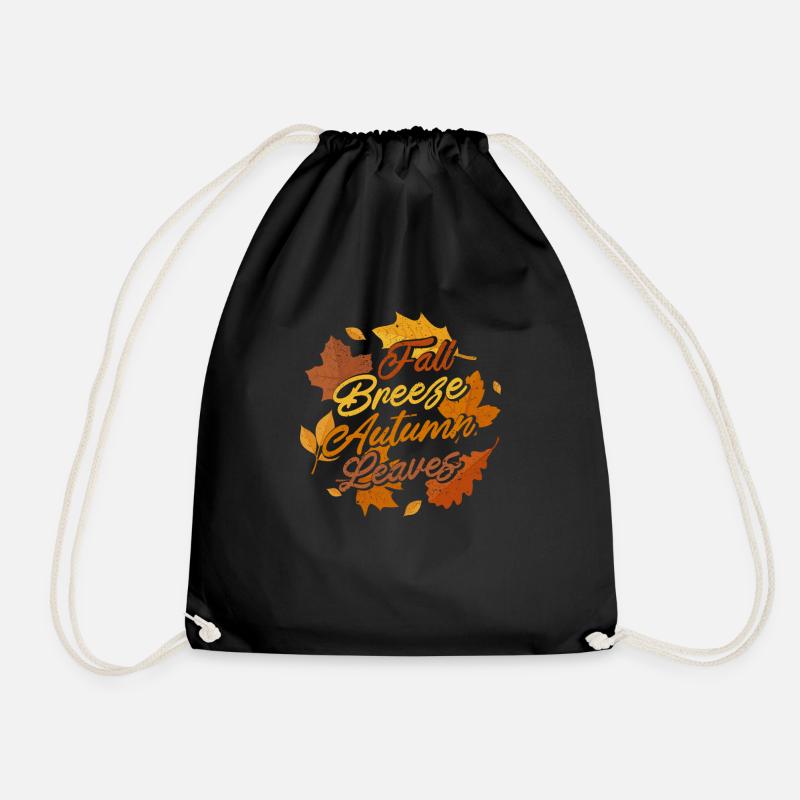 Autumn Breeze Autumn Leaves Maple Leaf Thanksgiving - Drawstring Bag - black