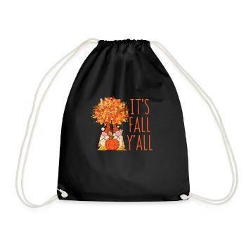 It's Autumn Y'all Cute Gnomes Pumpkin Autumn - Drawstring Bag - black - Front