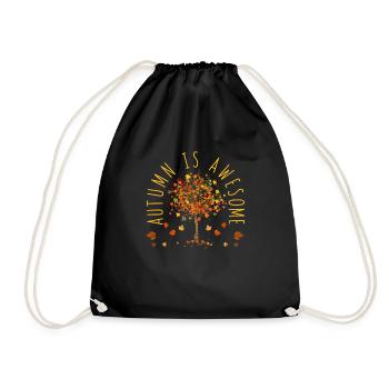 Autumn Is Awesome Autumn Vibes Leaves Hello - Drawstring Bag - black - Front