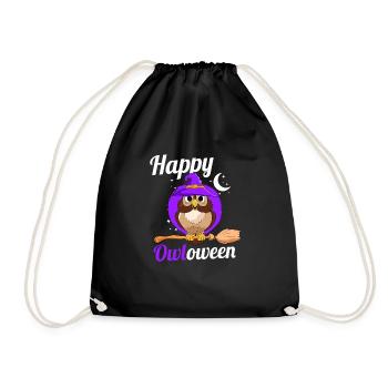 Owl Lover Birds Of Prey Ornithologist Happy Owlowe - Drawstring Bag - black - Front