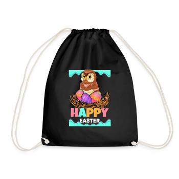 Happy Easter Owl Lover Ornithologist Nocturnal Bir - Turnbeutel - Schwarz - Vorne