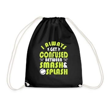 Fun Tennis Saying Confused Between Smash & Splash - Turnbeutel - Schwarz - Vorne