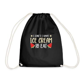 I Cant I Have Ice Cream To Eat Gelato Dessert - Drawstring Bag - black - Front