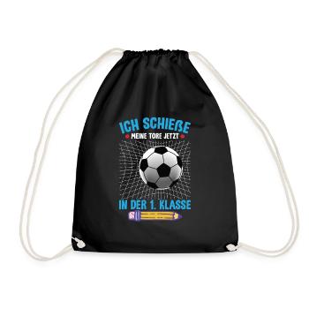Fußball Einschulung Schulkind 1. Klasse - Turnbeutel - Schwarz - Vorne
