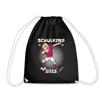 Schulkind 2023 Fußball Einschulung - Turnbeutel - Schwarz - Vorne