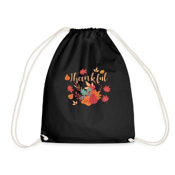 Grateful Grateful Autumn Leaves Inspirational Autumn - Drawstring Bag - black - Front